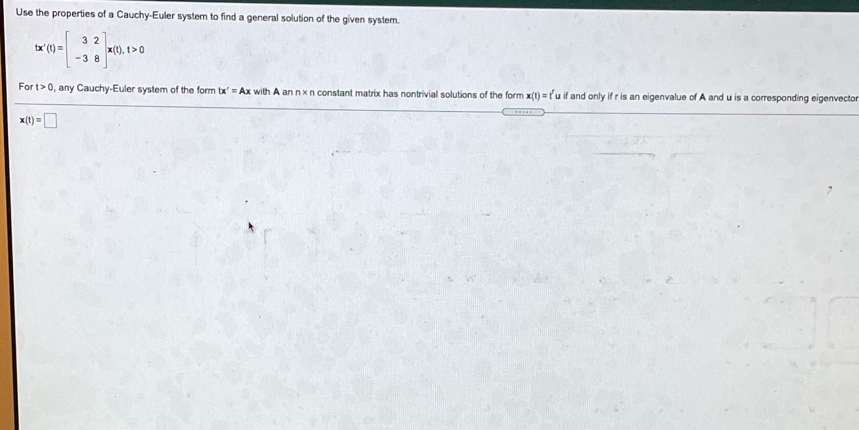 Use the properties of a Cauchy-Euler system to