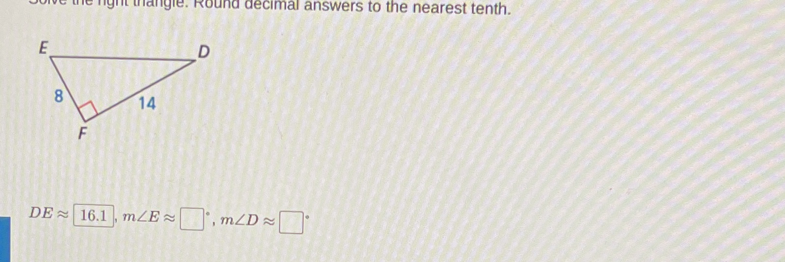 the fight triangle. Round decimal answers to the
