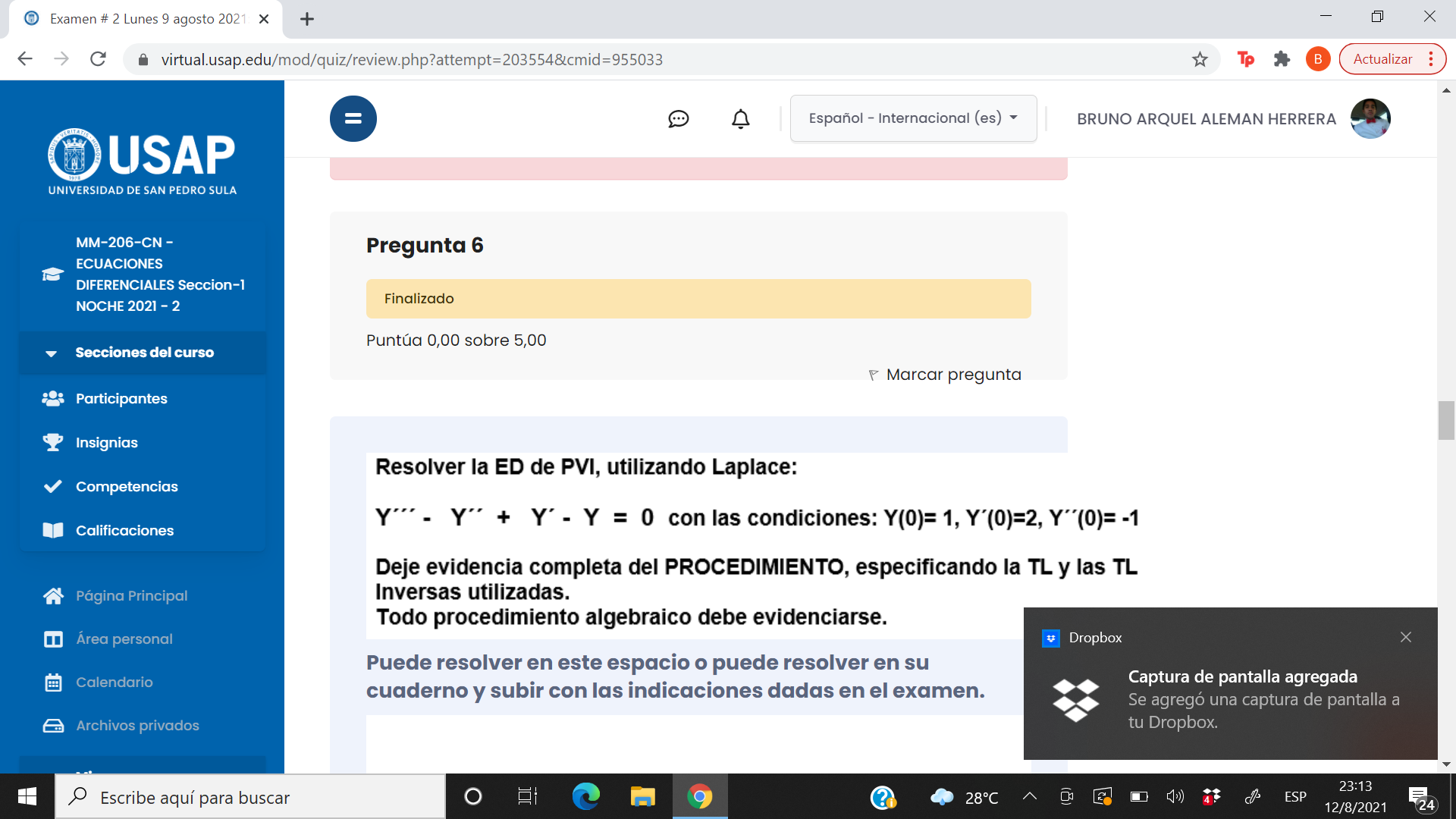 Examen # 2 Lunes 9 agosto 2021 X + X  style=