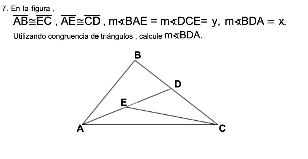 7. En la figura , AB=EC , AE~CD , m