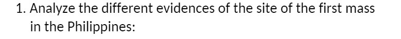 1. Analyze the different evidences of the site of