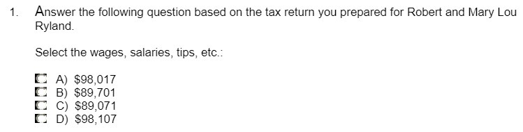 1. Answer the following question based on the tax