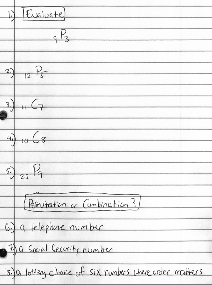 Evaluate 27 12 RX 3 . ) 1 6 7 Permutation or