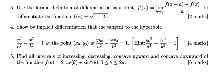 3. Use the formal definition of differentiation