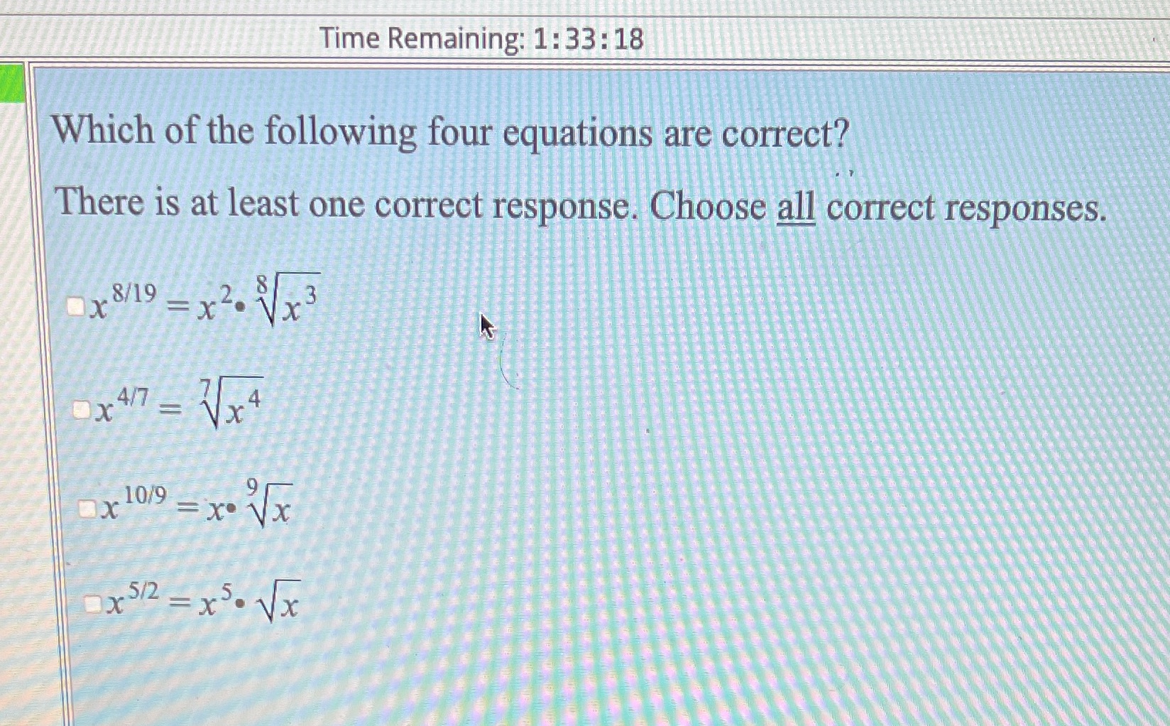 Which of the following four equations are