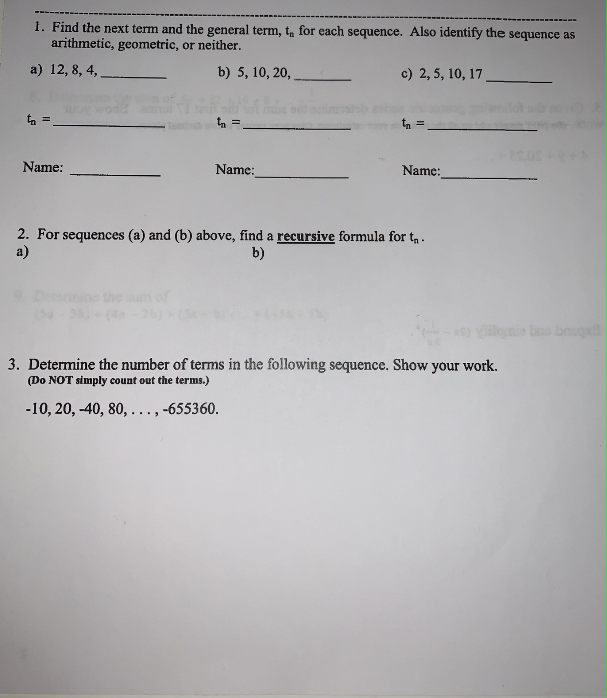 1. Find the next term and the general term, to