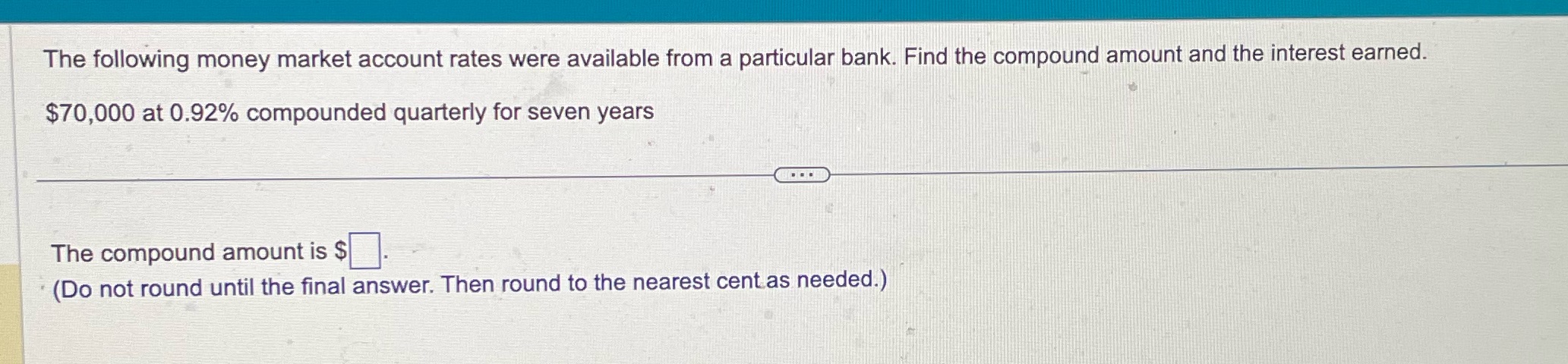 The following money market account rates were