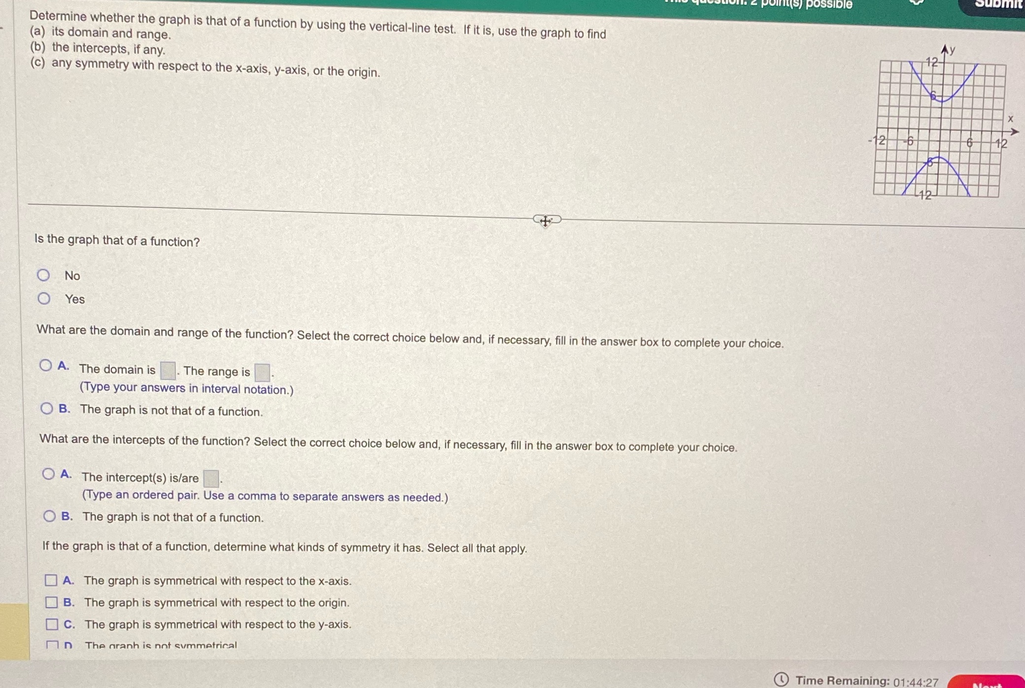 possible Submit Determine whether the graph is