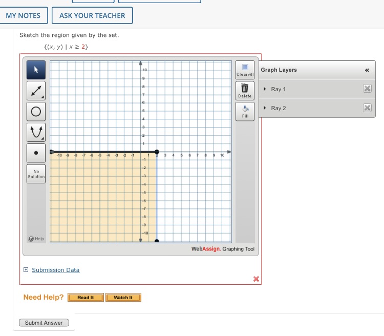 MY NOTES ASK YOUR TEACHER Sketch the region given