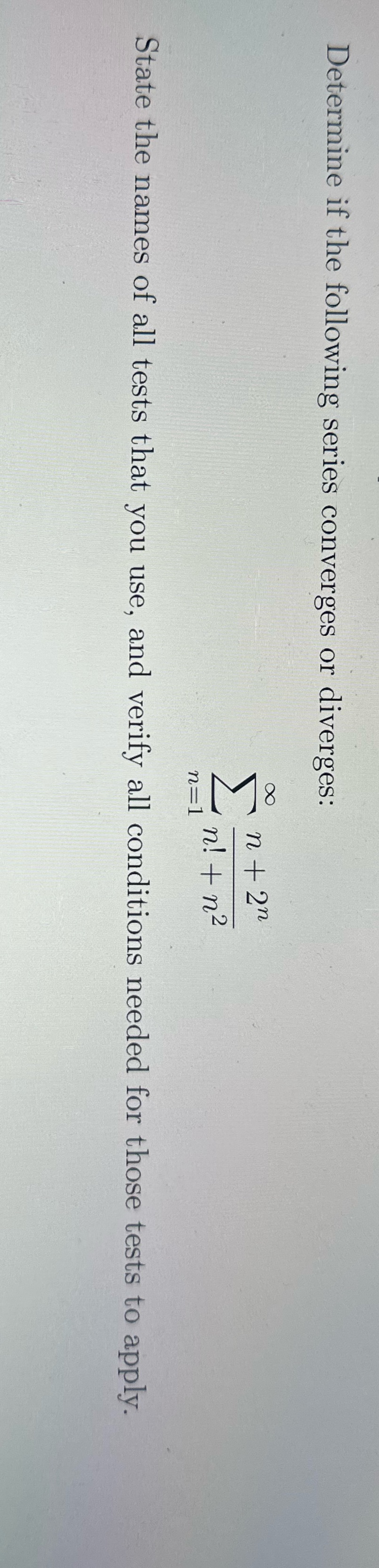 Determine if the following series converges or
