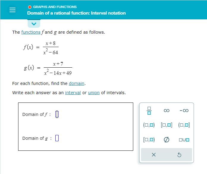 E O GRAPHS AND FUNCTIONS Domain of a rational