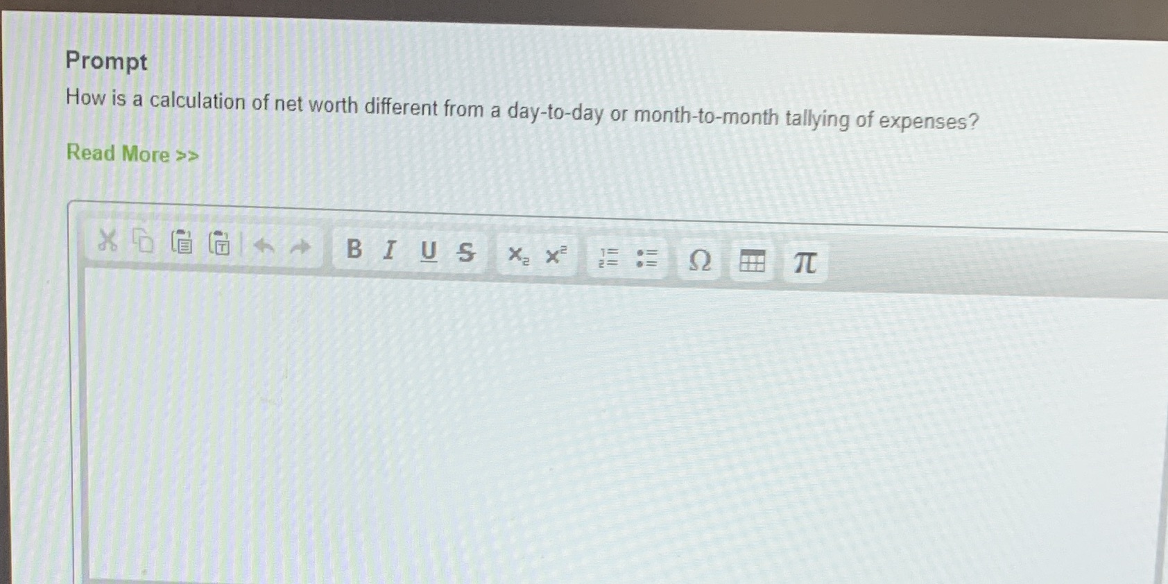 Prompt How is a calculation of net worth