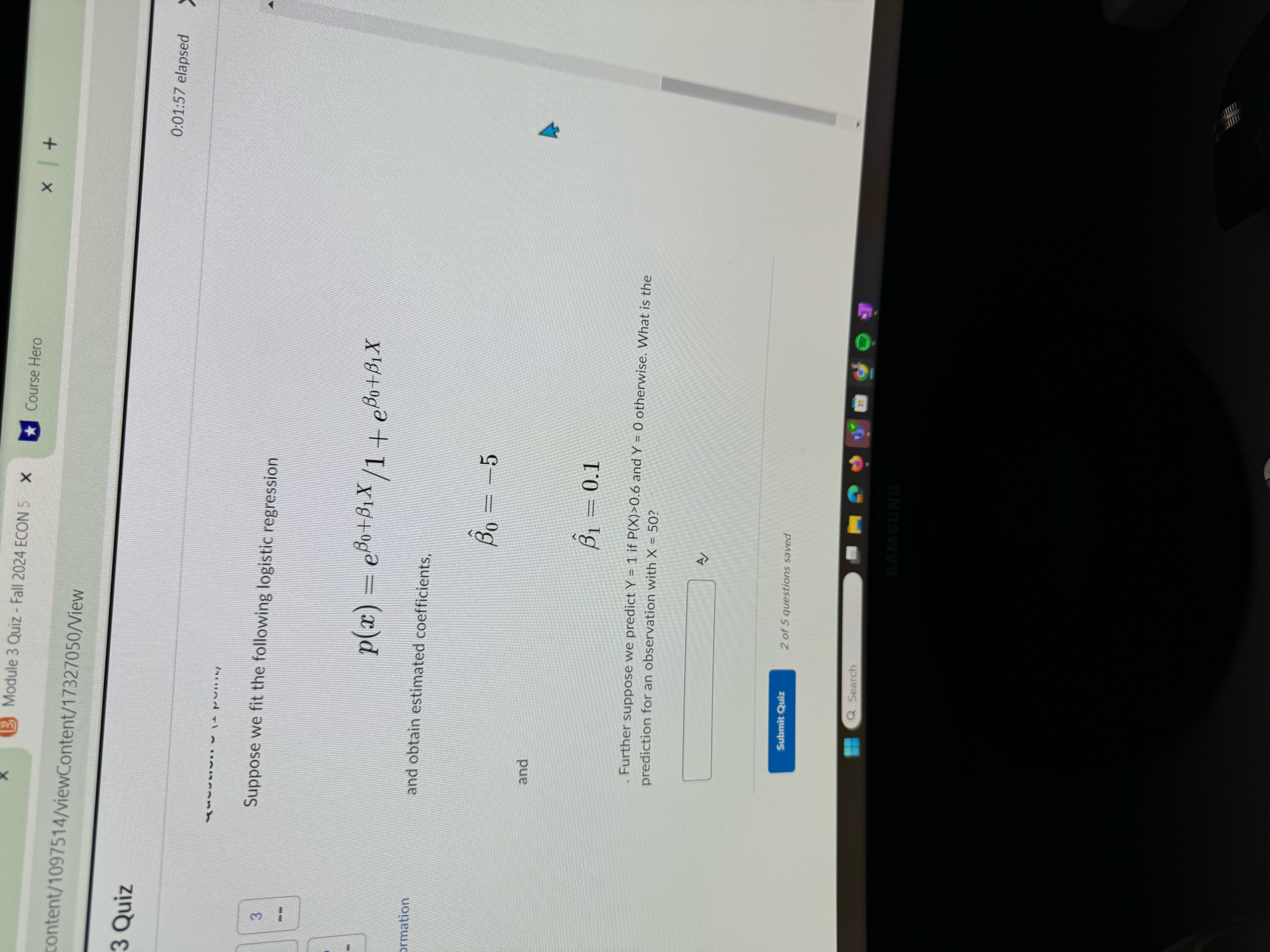 BModule 3 Quiz - Fall 2024 ECON 5 X Course Hero X