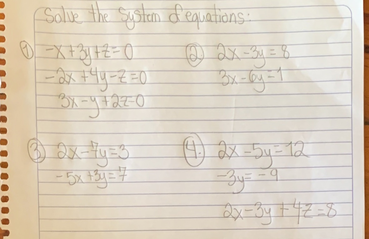 Please solve these systems of equations please