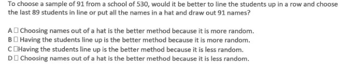 To choose a sample of 91 from a school of 530,