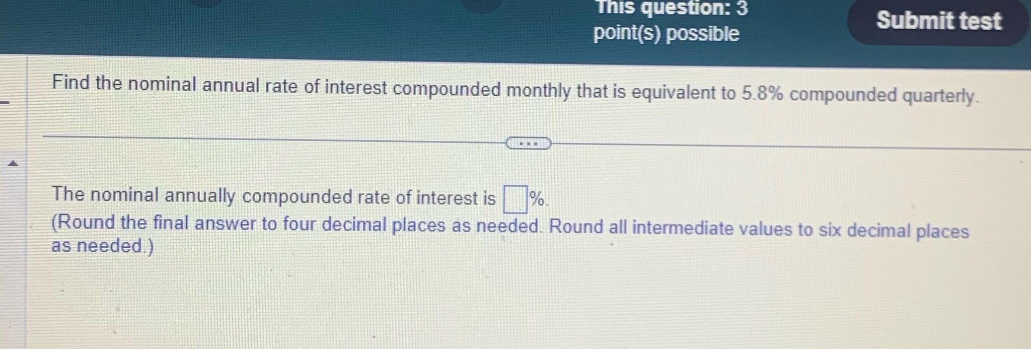 This question: 3 Submit test point(s) possible