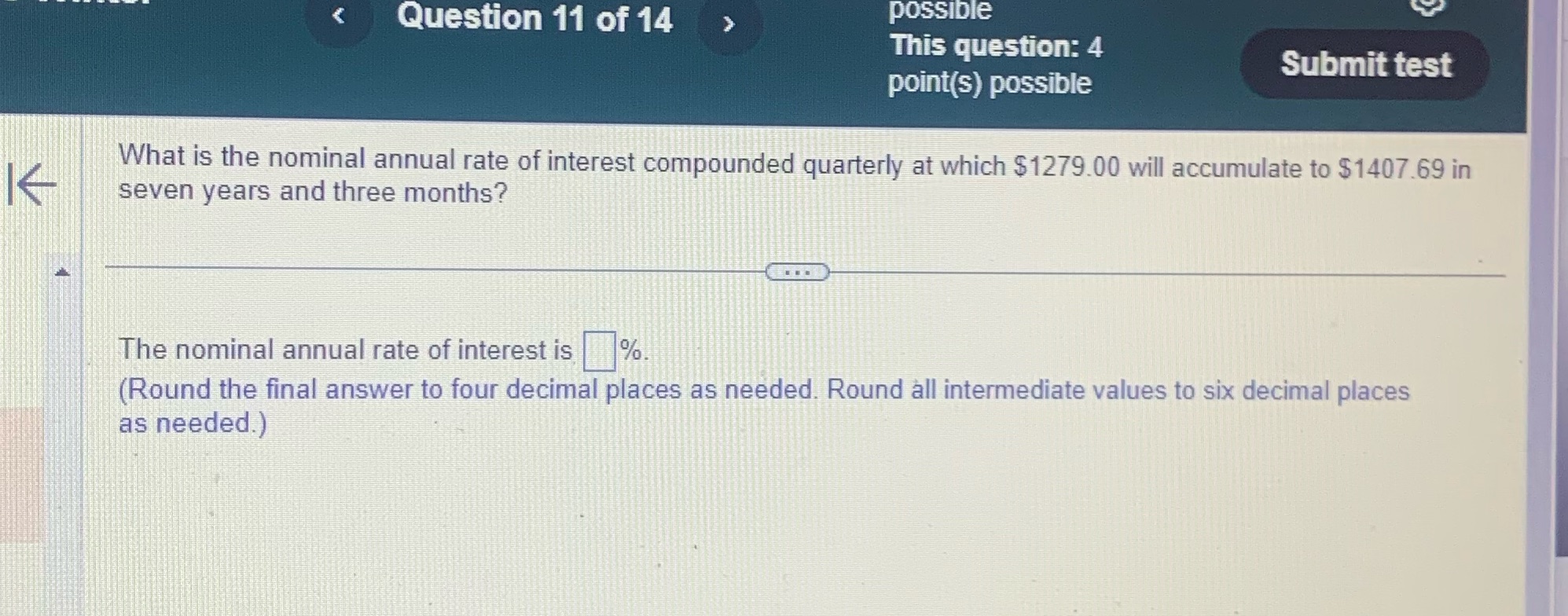 < Question 11 of 14  style=