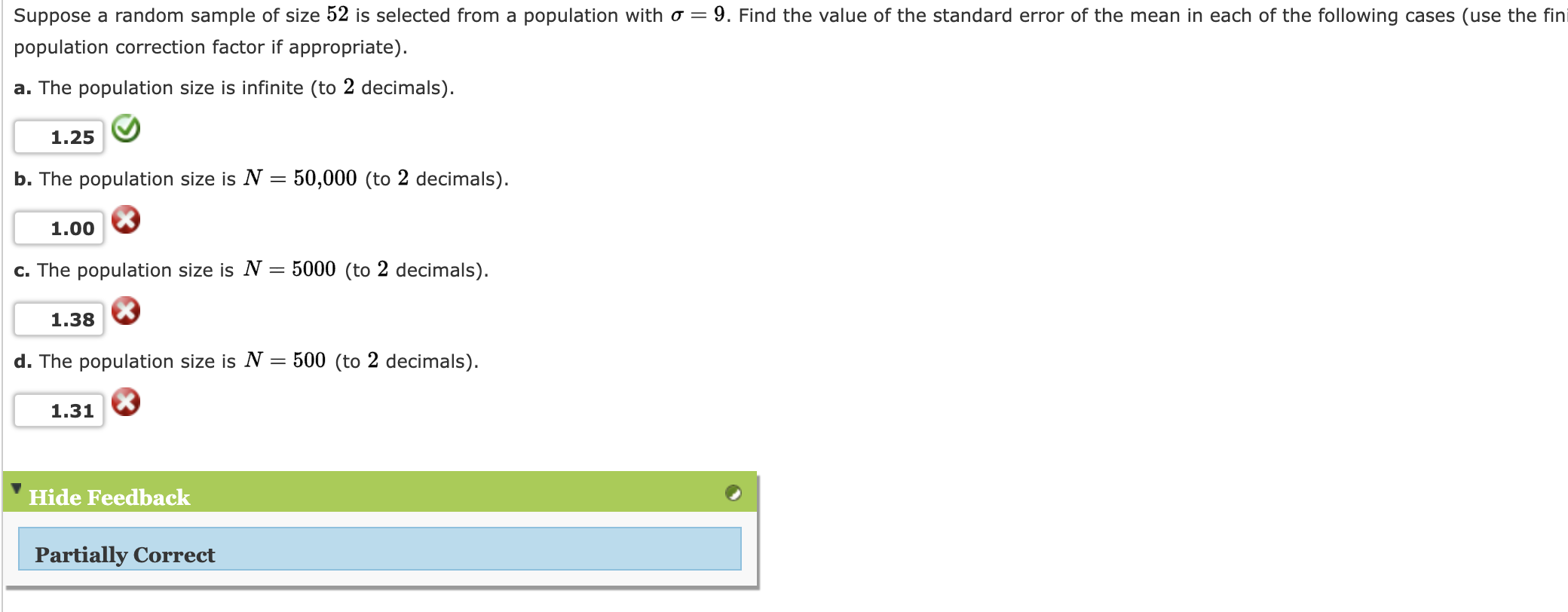 Suppose a random sample of size 52 is selected