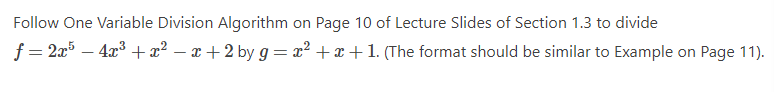 Follow.r One variable Division algorithm on Page
