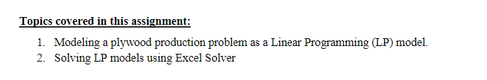Topics covered in this assignment: 1. Modeling a