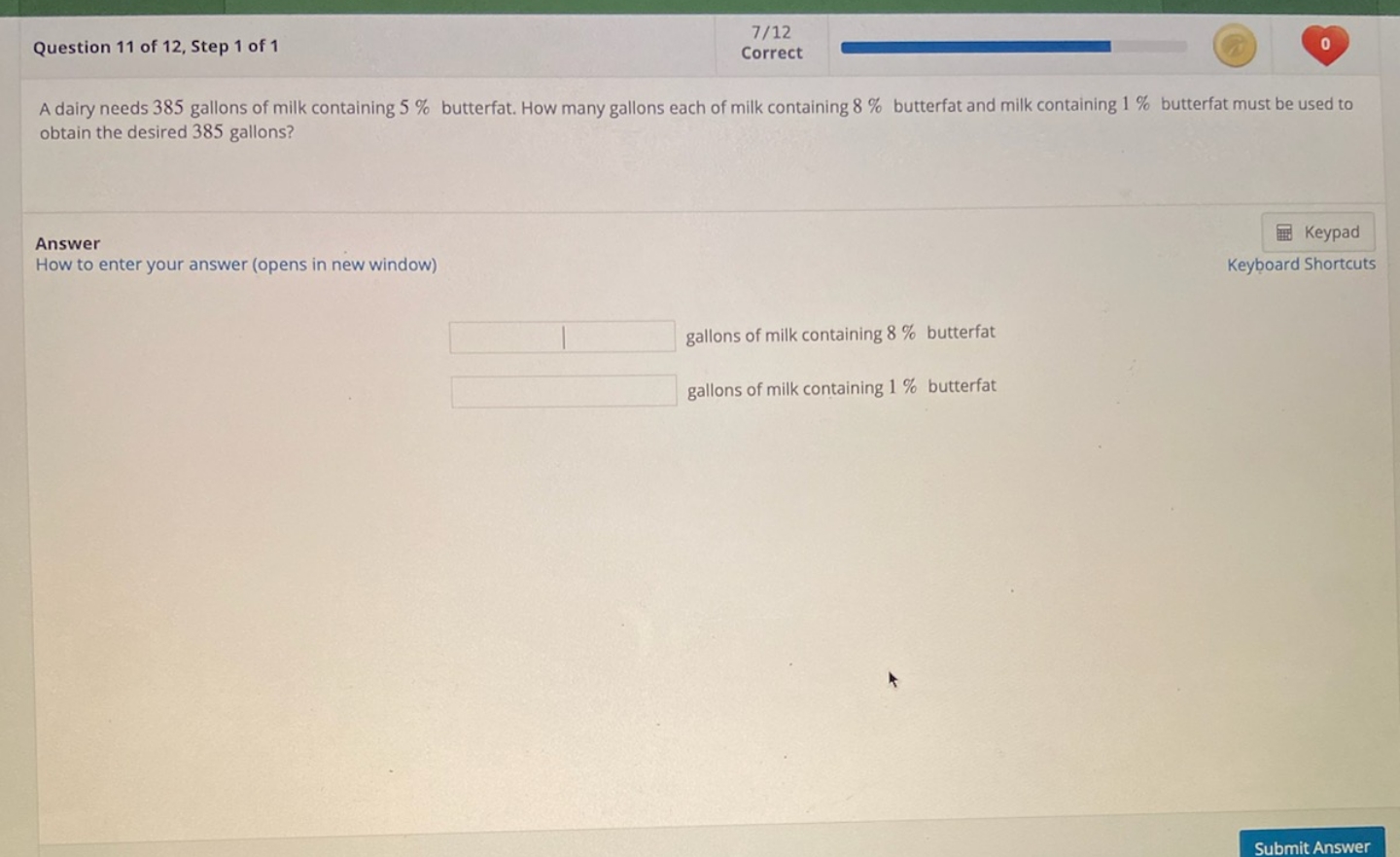 Help Meeeee 7/12 Question 11 of 12, Step 1 of 1
