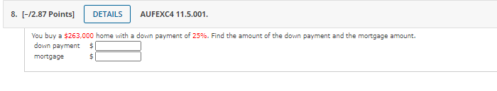 1. [-/2.87 Points] DETAILS AUFEXC4 11.5.007. The