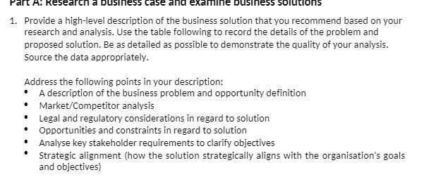Part A: Research a business case and examine