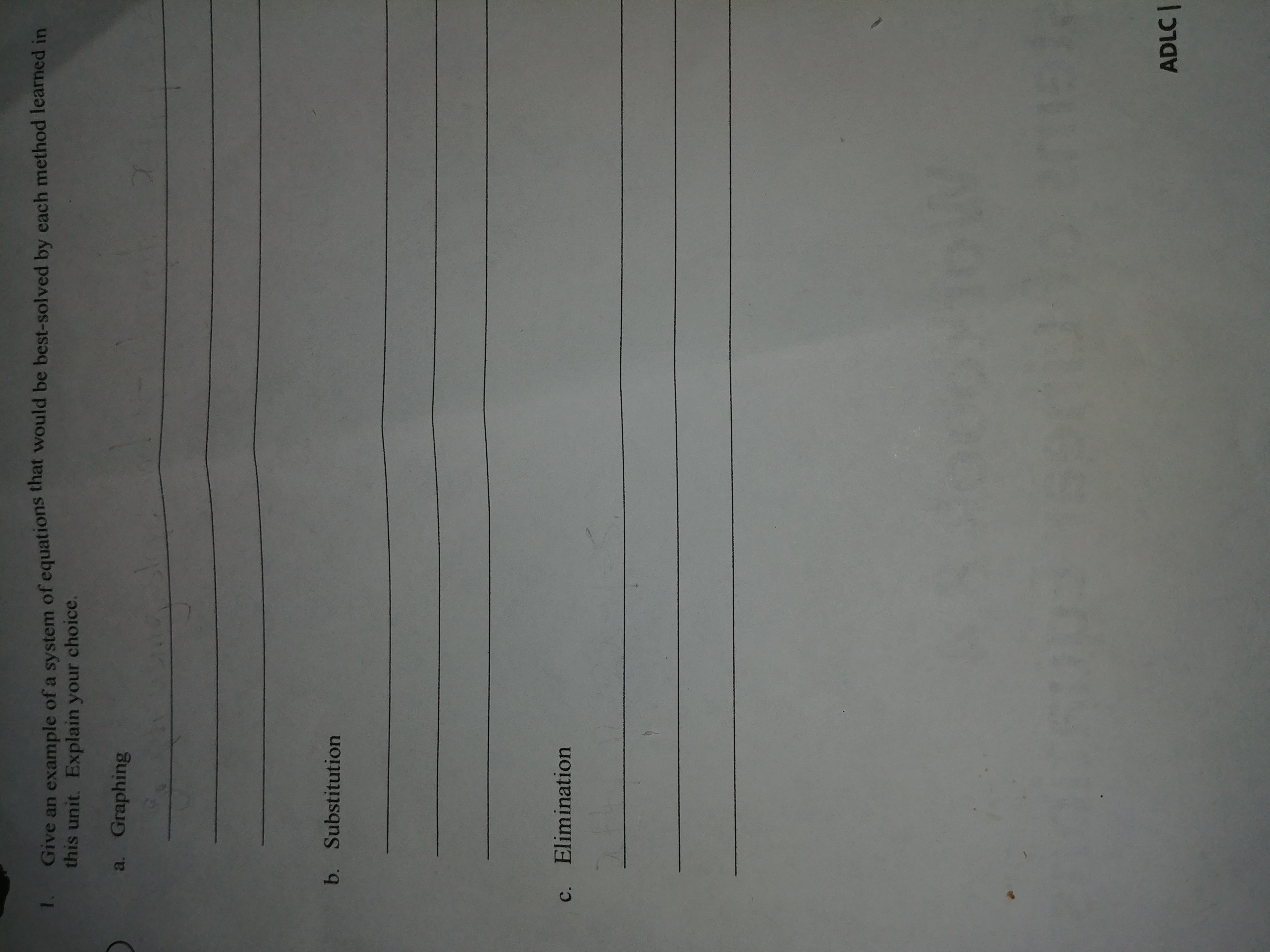 1 . Give an example of a system of equations that