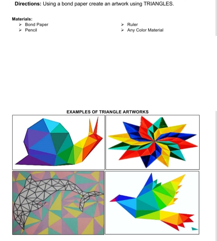 Directions: Using a bond paper create an artwork