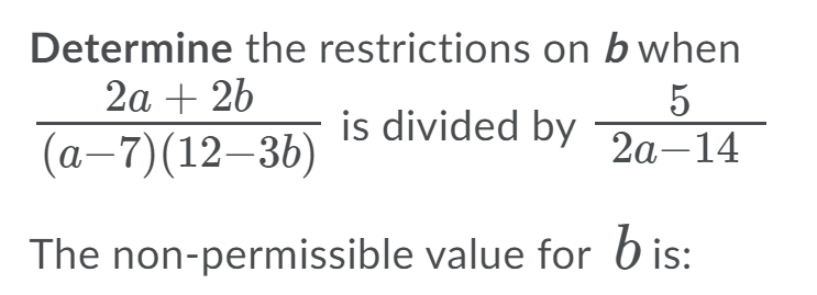 Determine the restrictions on b when 26:, -| 2b .