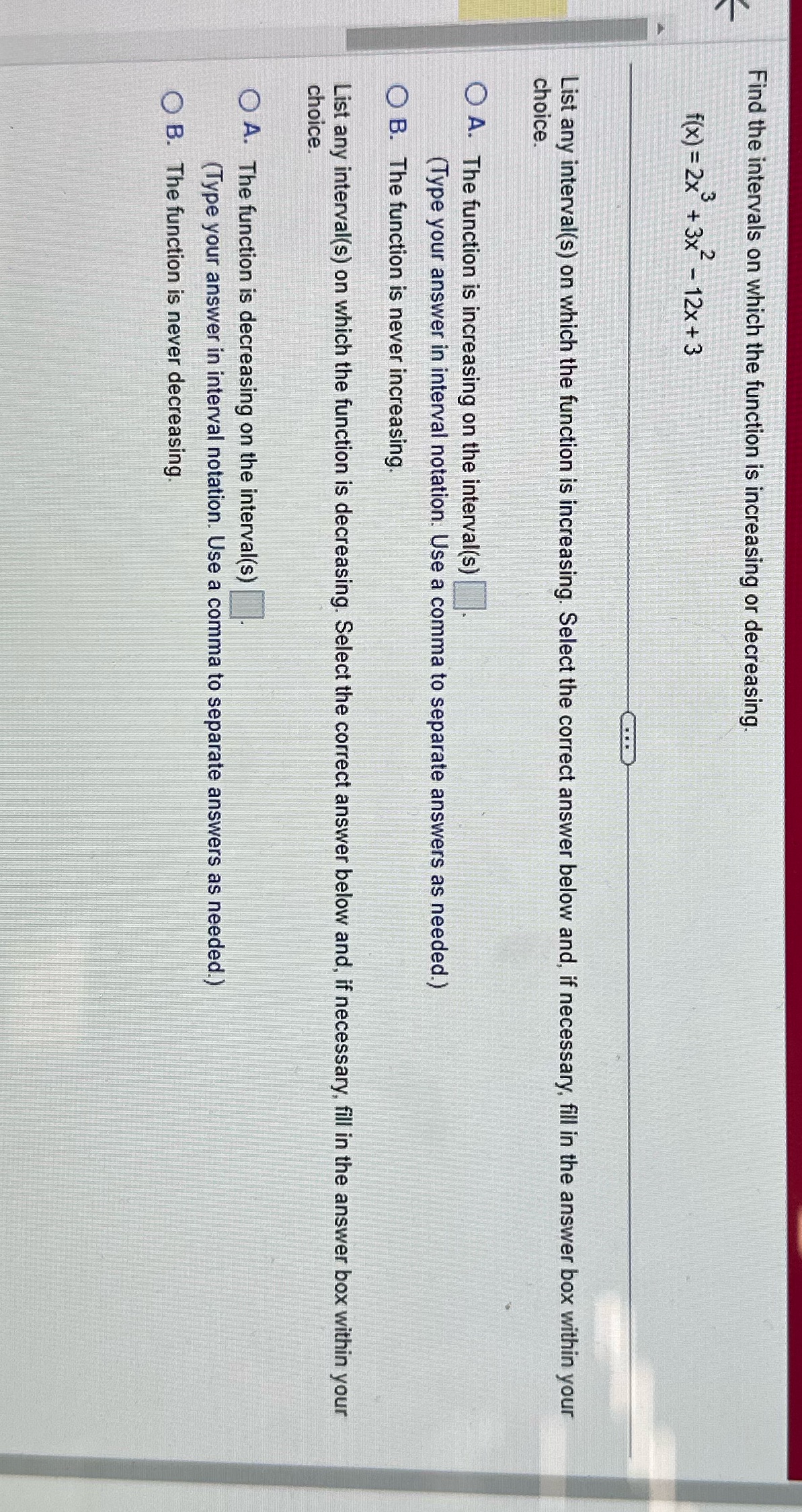 Question #2 Find the intervals on which the