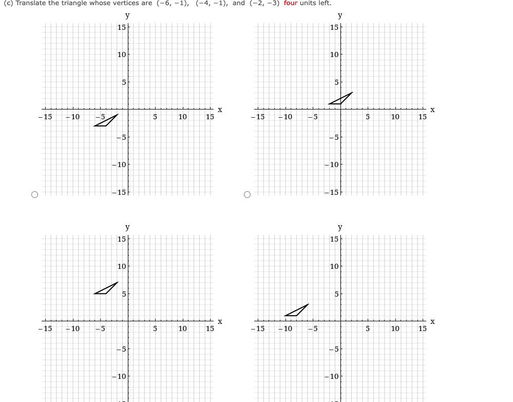 \f(b) Translate the triangle whose vertices are