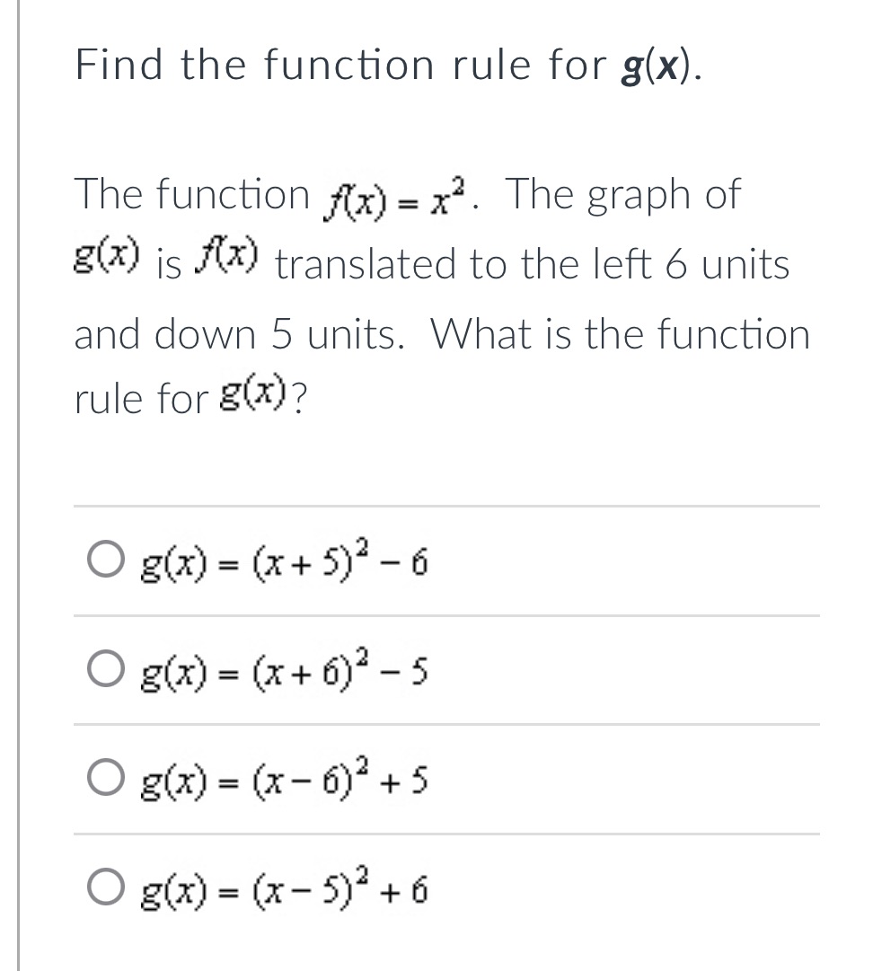 Need help figuring out function rule for g(x)