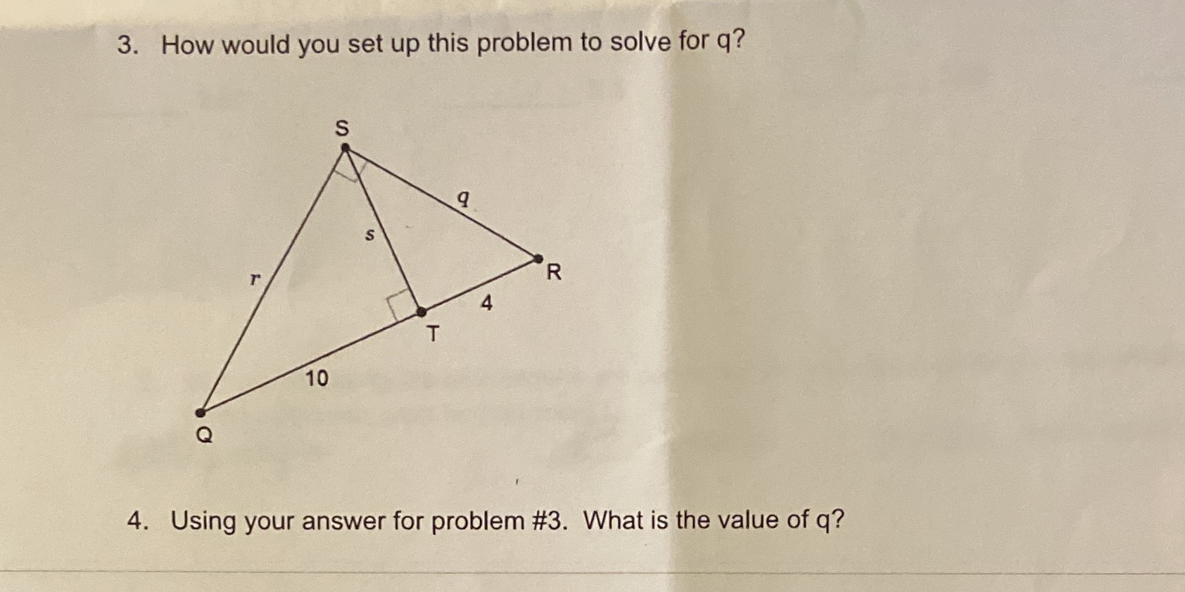 3. How would you set up this problem to solve for