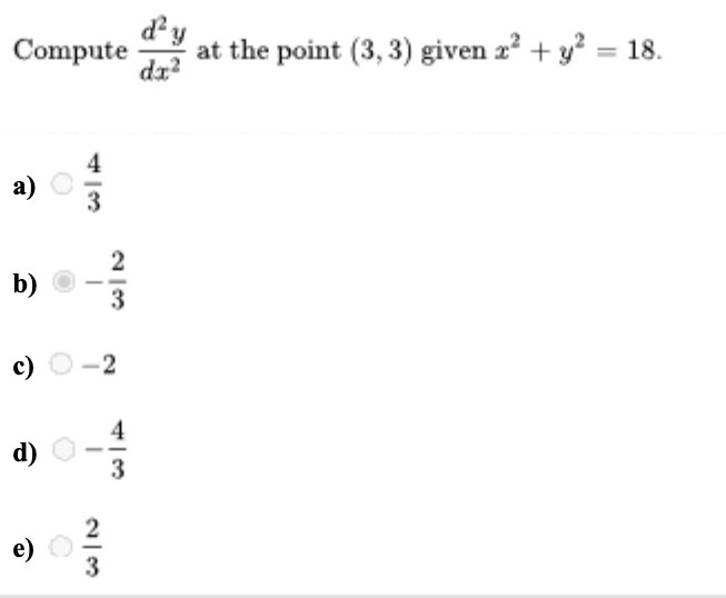 Compute dy dx2 at the point (3, 3) given a ty =