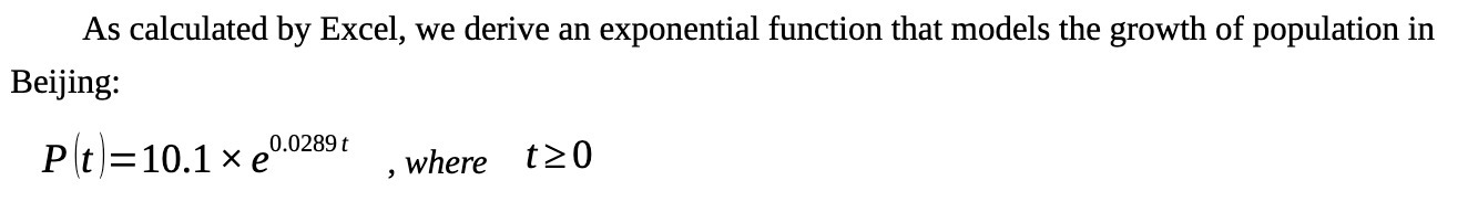 As calculated by Excel, we derive an exponential