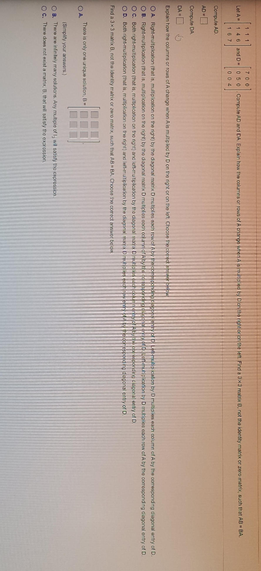 help please Linear Algebra 1 70 0 Let A = 1 4 6