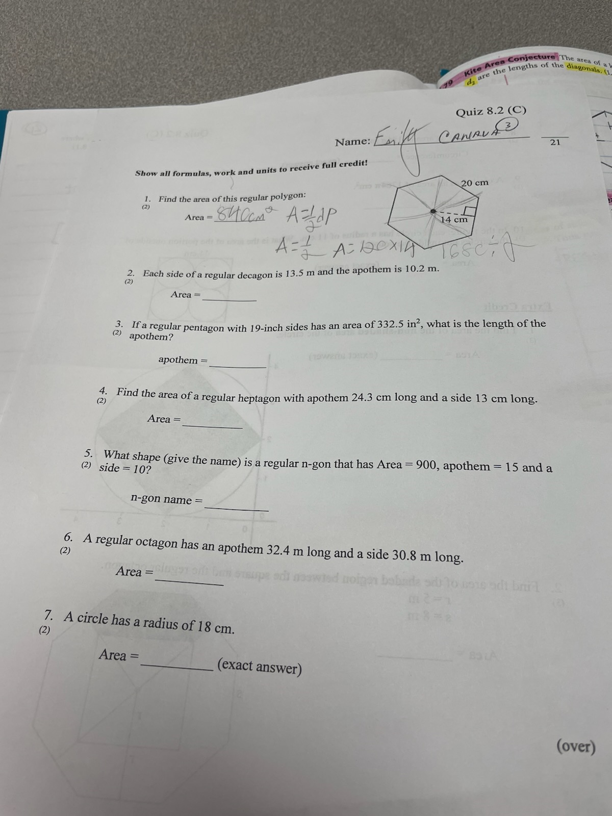 19 Kite Are lengthsture The area of a Visa to