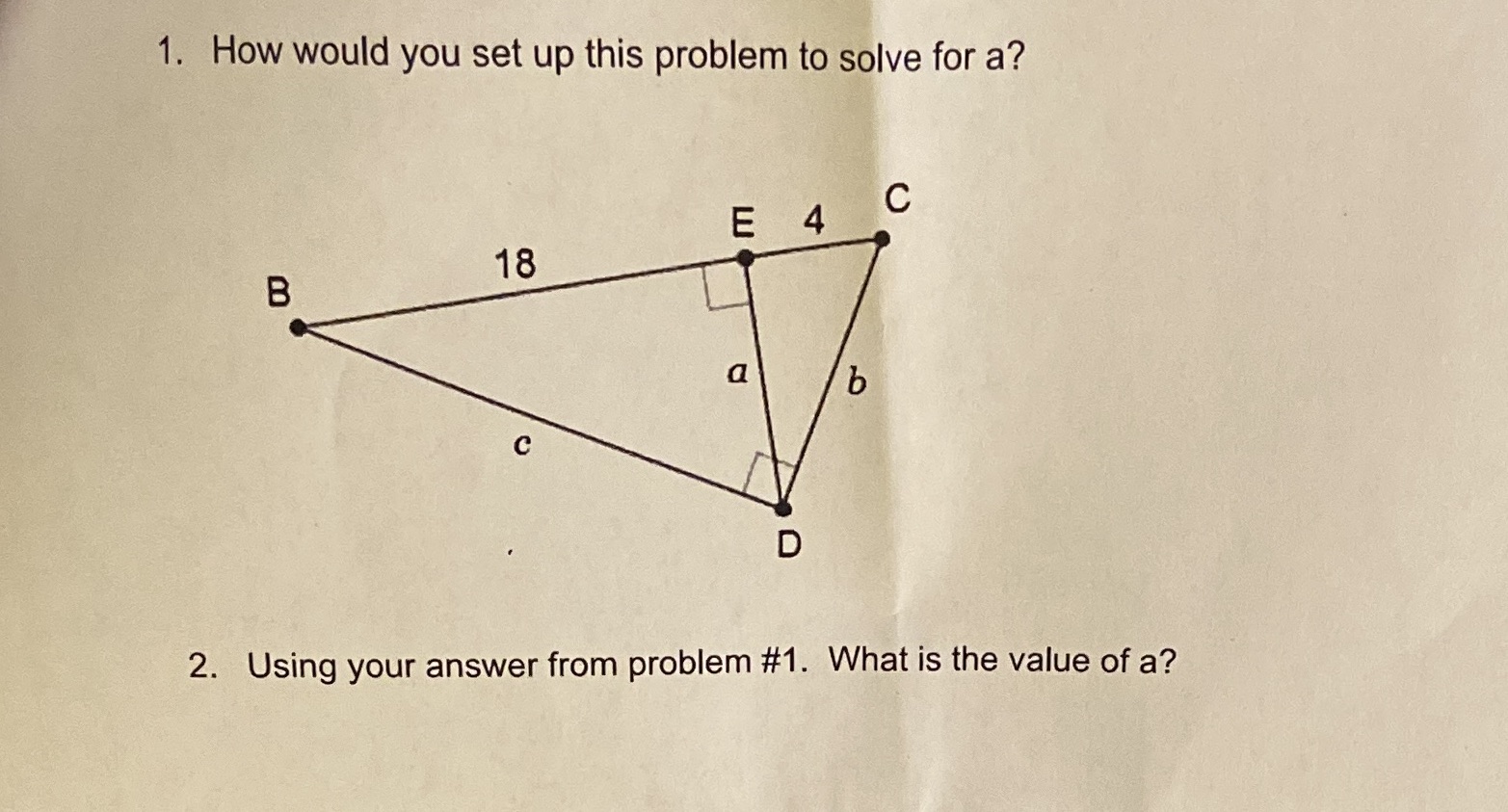 1. How would you set up this problem to solve for