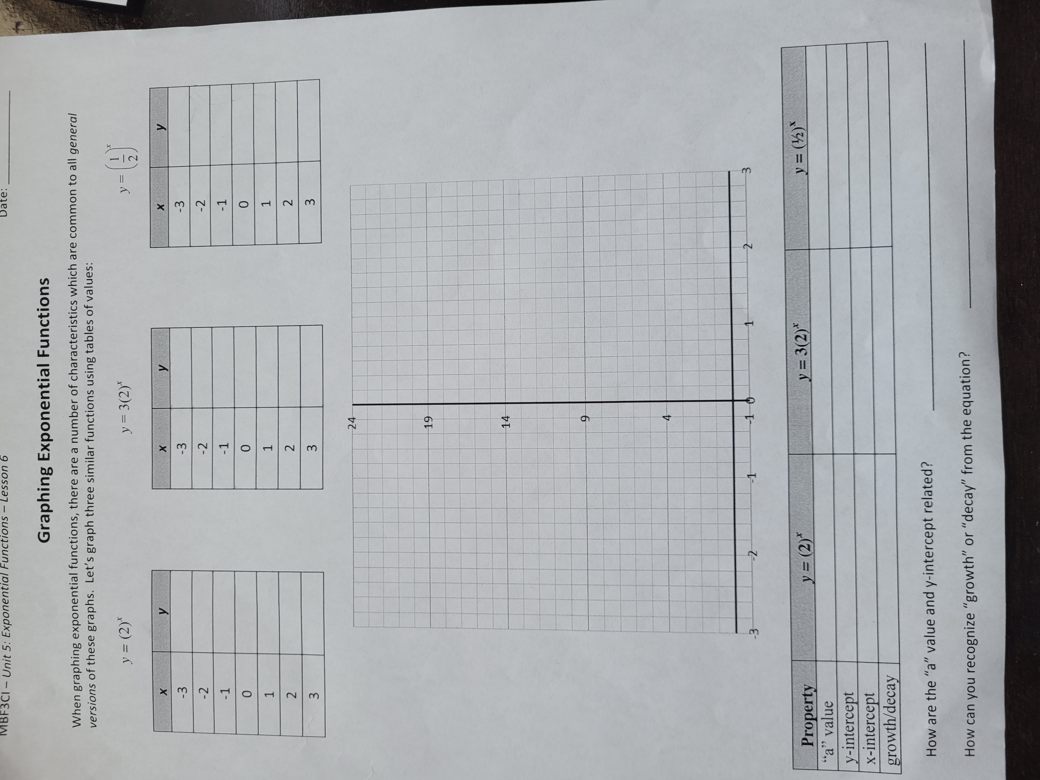MBF3CI - Unit 5: Exponential Functions - Lesson 6