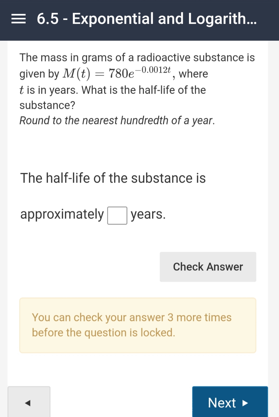please solve and explain E 6.5 - Exponential and