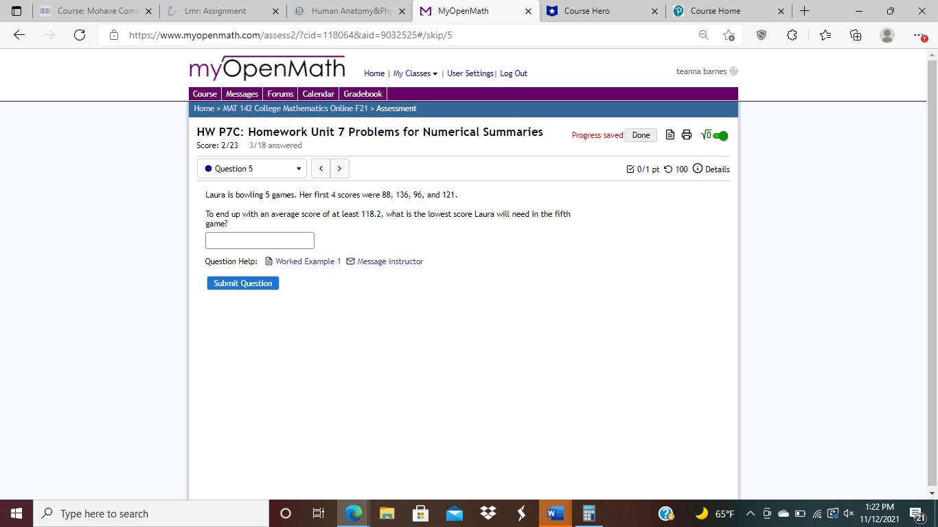 HI Course: Mohave Come X | [ Linn: Assignment < <