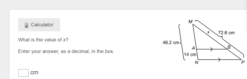 M Calculator X 72.6 cm What is the value of x?