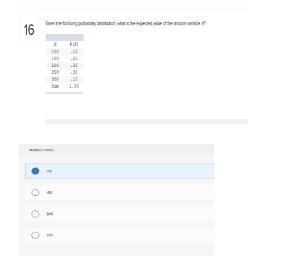 Given the folowing probability distribution, what