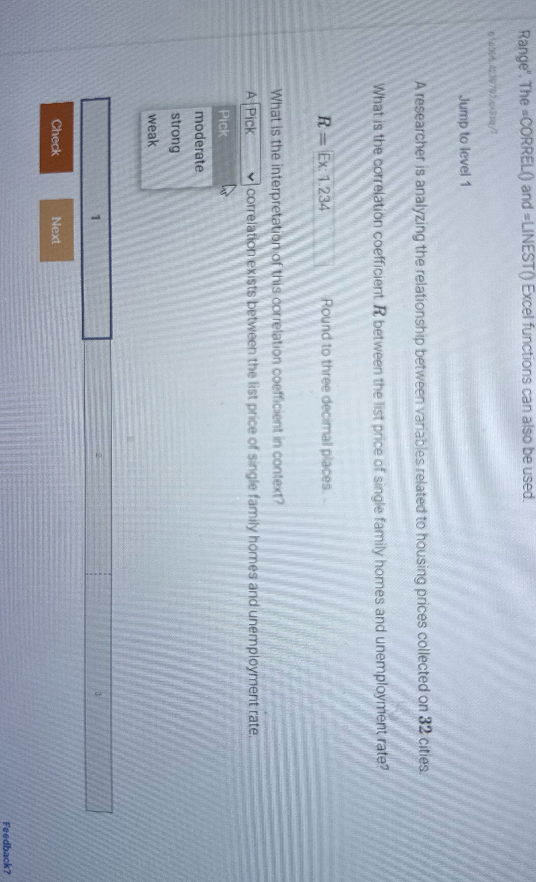 Range". The =CORREL() and =LINEST() Excel