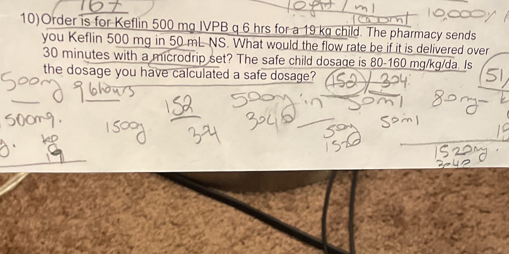 Dosage calculation left / ml 10 000 1 10) Order