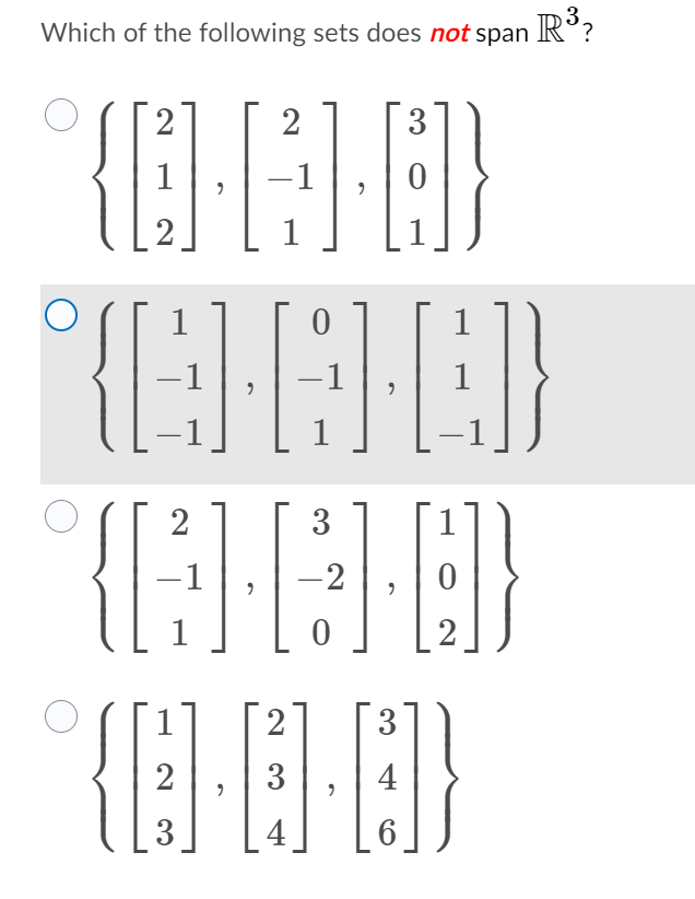 Which of the following does not give a subspace