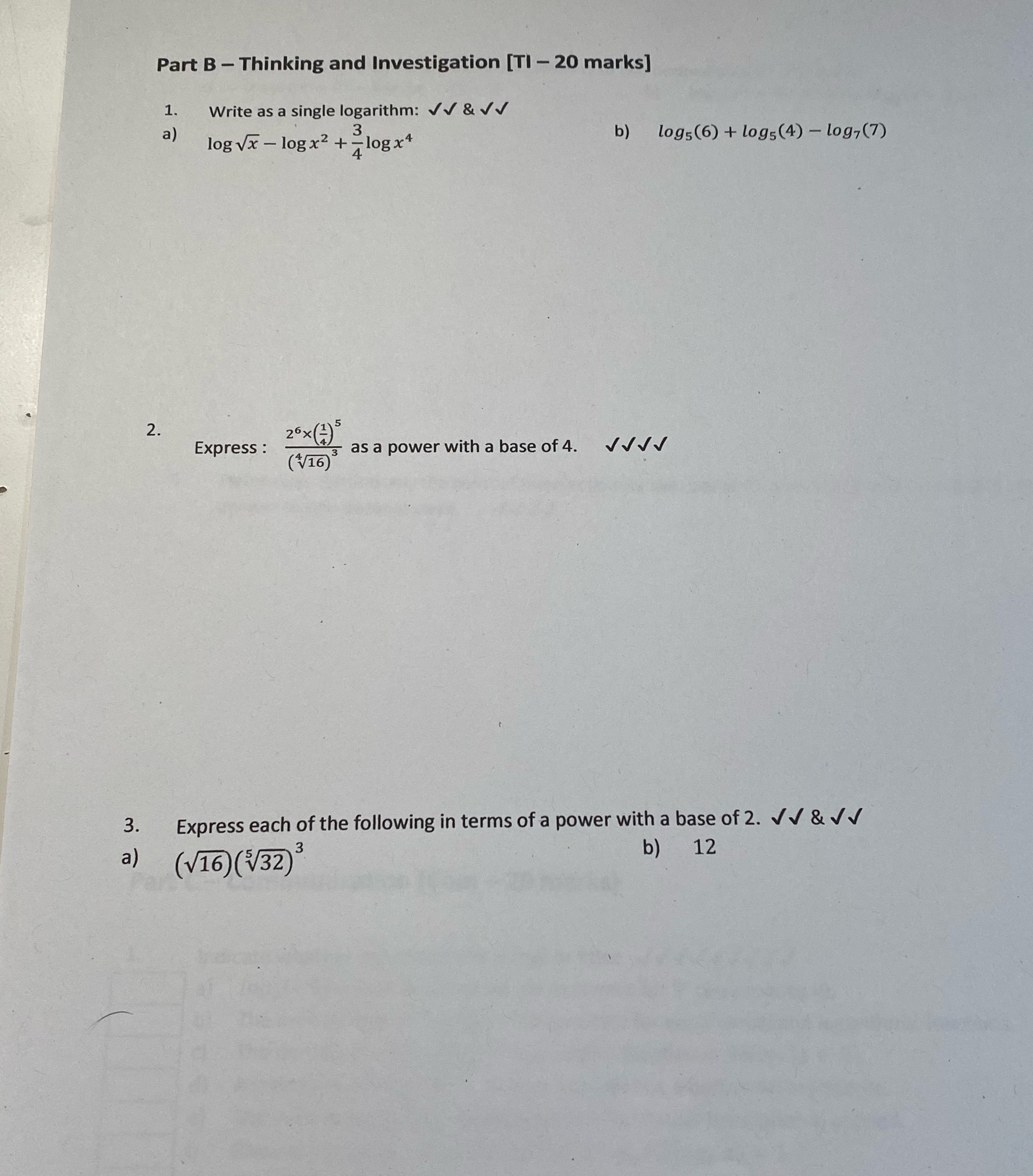 Part B - Thinking and Investigation [TI - 20