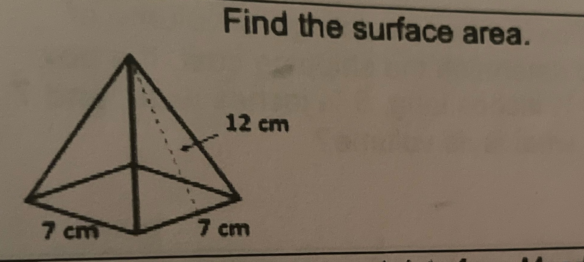 Find the surface area of the shown shape and