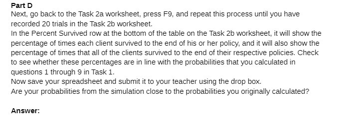 Part D Next, go back to the Task 2a worksheet,